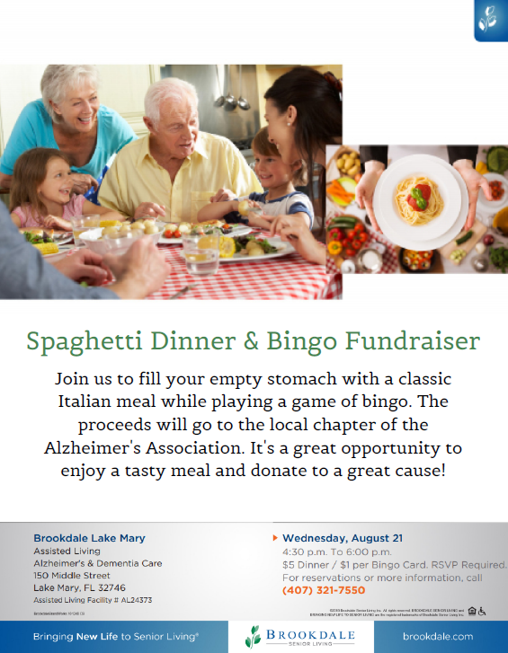 Brookdale Spaghetti Dinner & Bingo Fundraiser