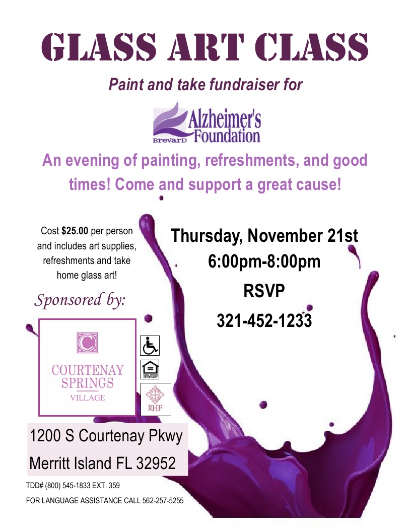 Glass Art Class Fundraiser for Alzheimer's Foundation at Courtenay Springs Village