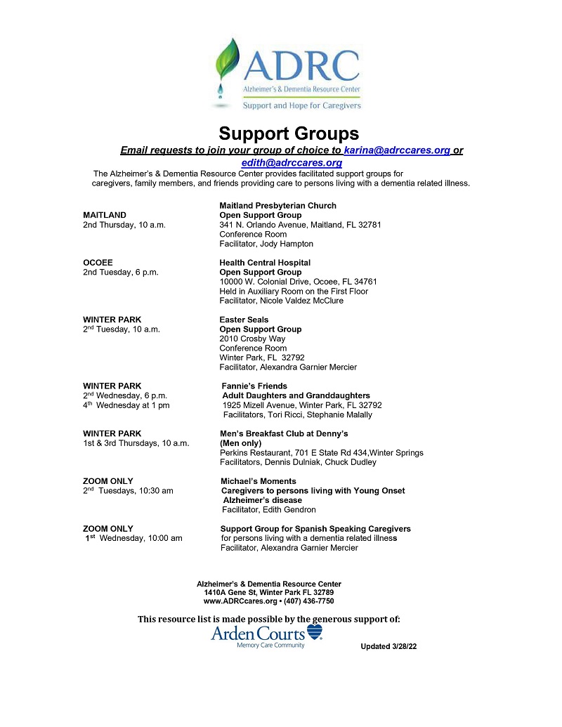 Alzheimer's & Dementia Caregiver Support Group: MAITLAND