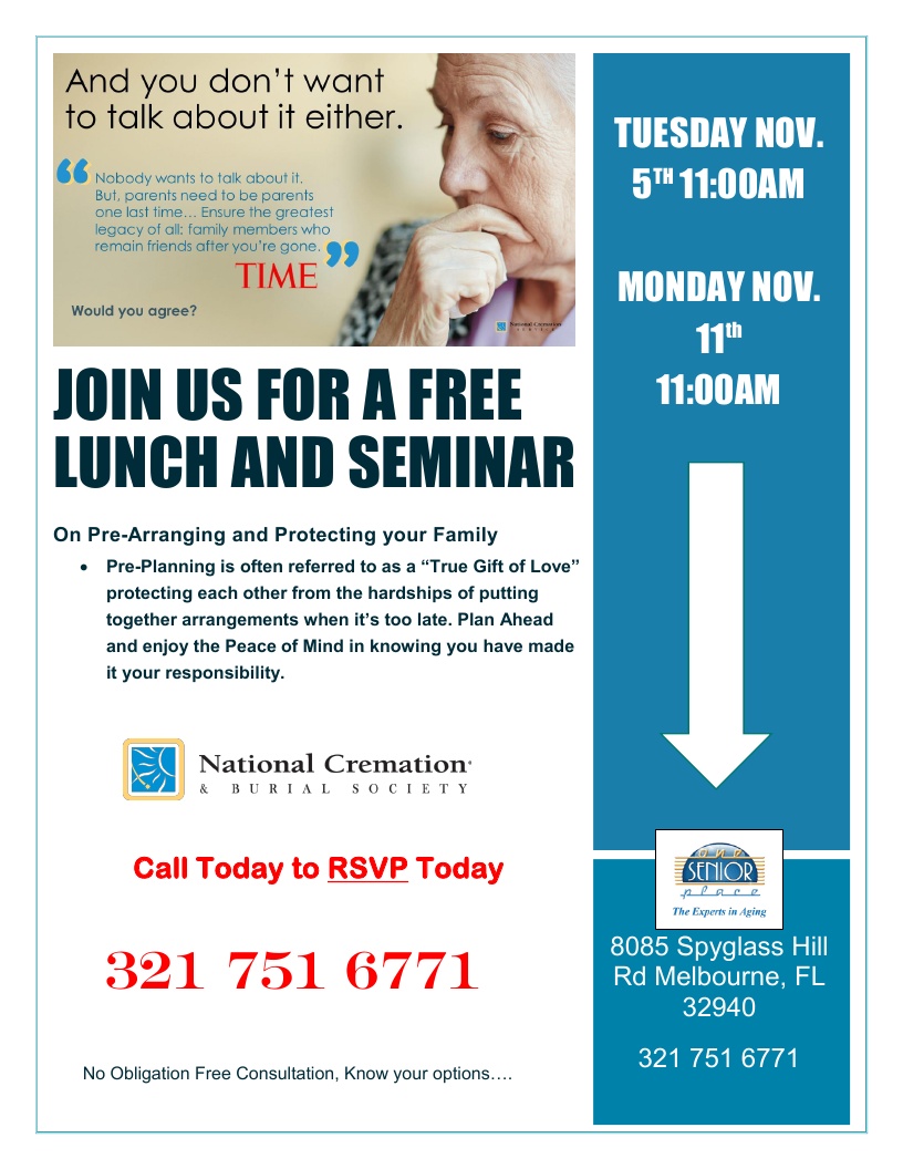 Considering Cremation? Lunch and Learn Seminar presented by National Cremation Society
