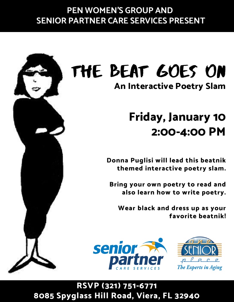 The Beat Goes On, An Interactive Poetry Slam presented by Donna Puglisi with the Pen Women's Group and Senior Partner Care Services