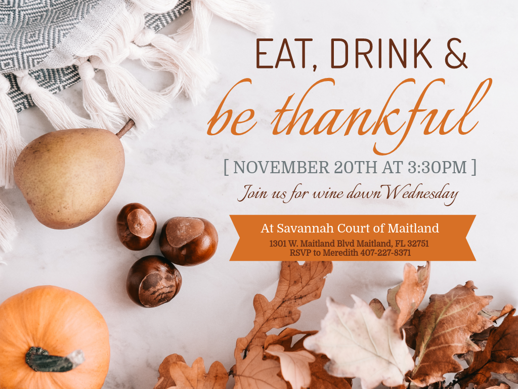 Eat, Drink & Be Thankful Wine Down Wednesday