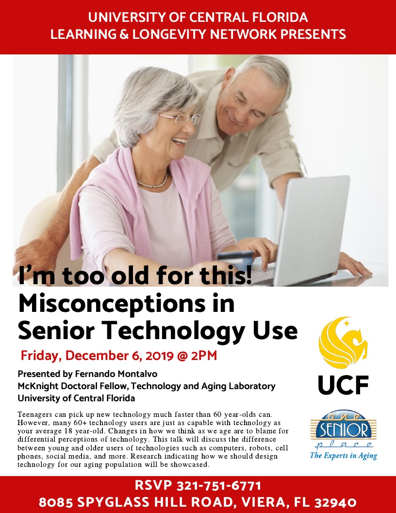 I'm too old for this! Misconceptions in Senior Technology presented by Fernando Montalvo, UCF