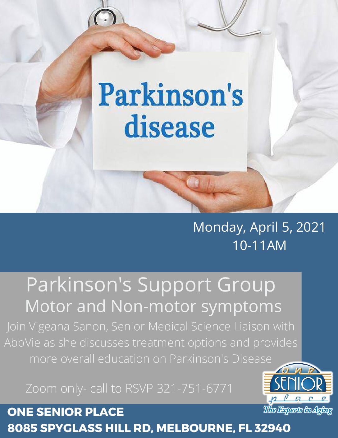 Parkinson's Support Group Motor and Nonmotor symptoms (ZOOM Only