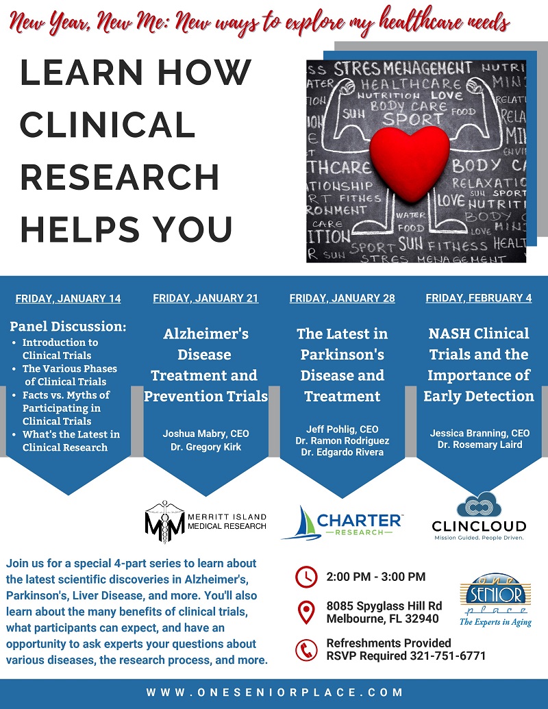 New Year, New Me: New ways to explore my healthcare needs, Merritt Island Medical Research, Charter Research and ClinCloud