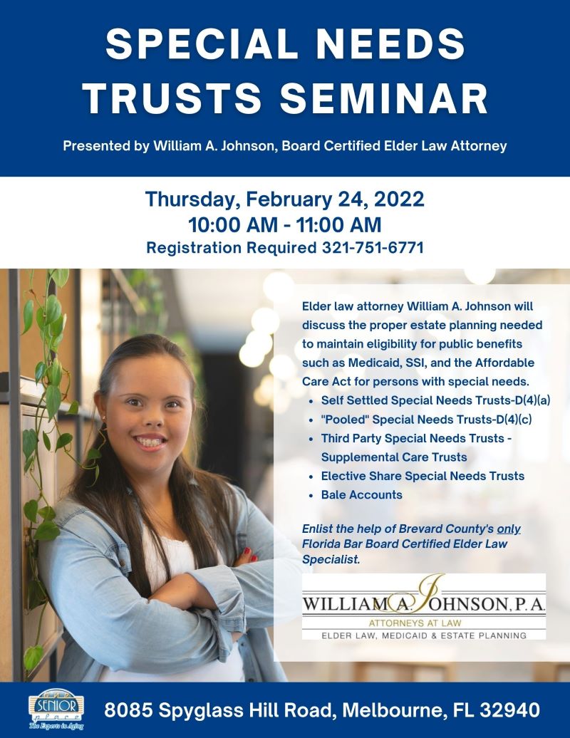 Special Needs Trust presented by William A. Johnson, P.A.