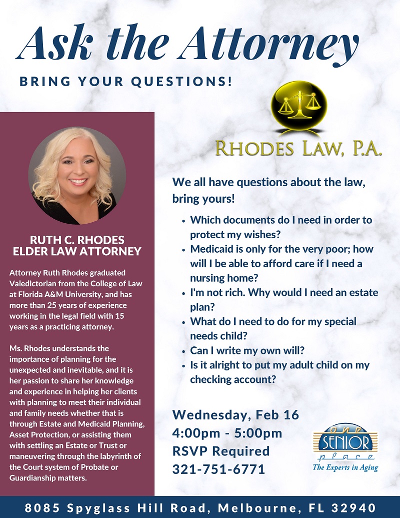 Ask the Attorney with Elder Law Attorney Ruth C. Rhodes