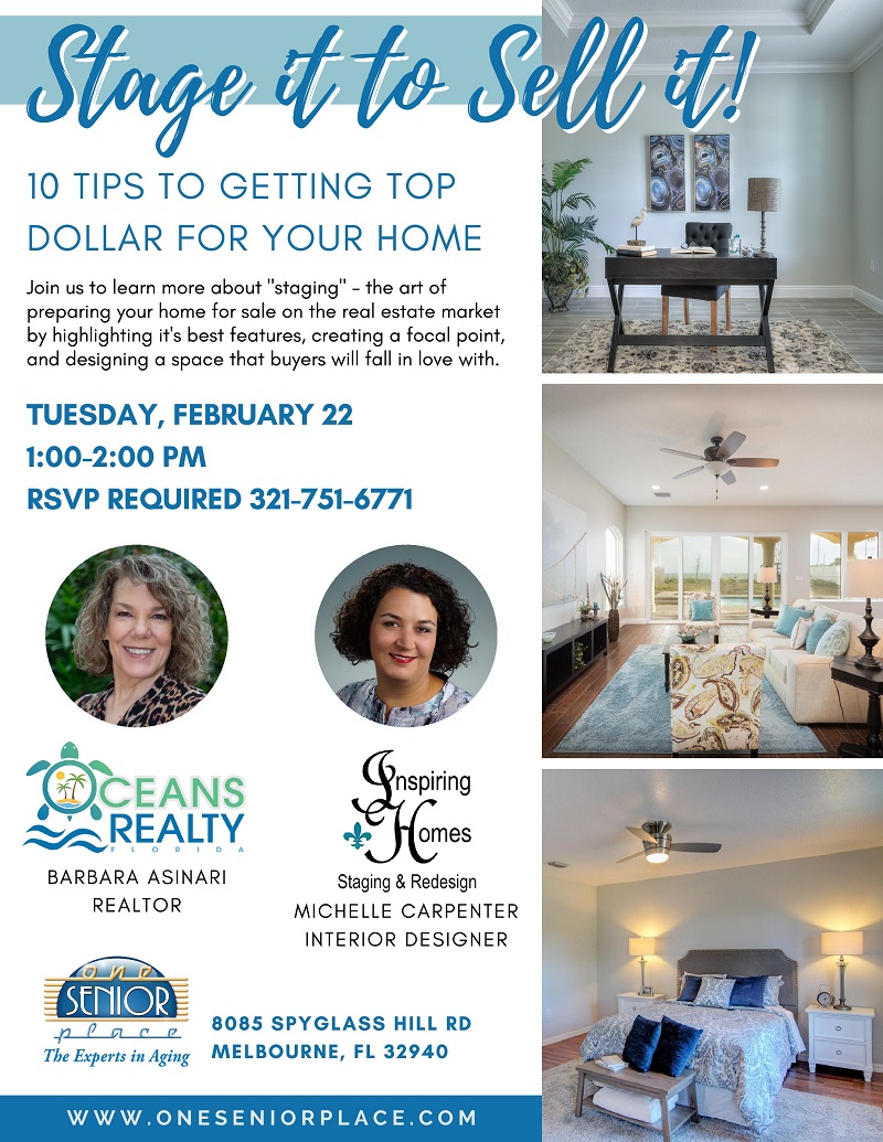 Stage it to Sell it! presented by Barbara Asinari with Oceans Realty and Michelle Carpenter with Inspiring Homes