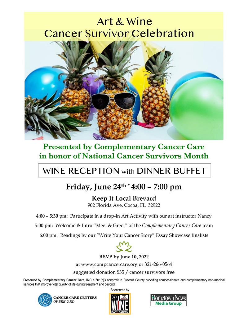 Art & Wine Cancer Survivor Celebration June 24th @ 4-7pm