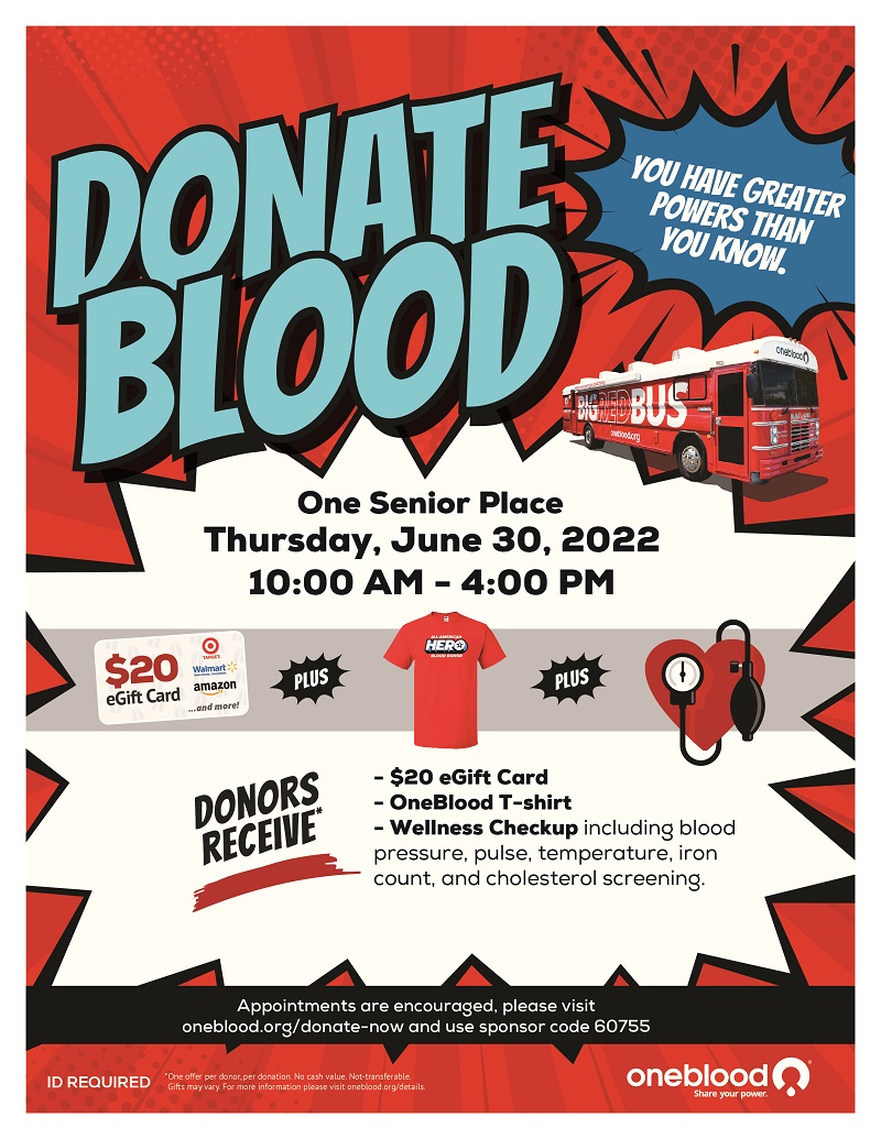 BLOOD DRIVE!!!! Thursday, June 30th from 10am-4pm