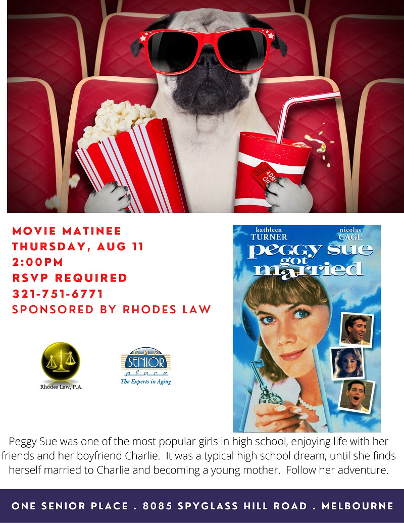 Movie Matinee: Peggy Sue Got Married, sponsored by Rhodes Law, PA