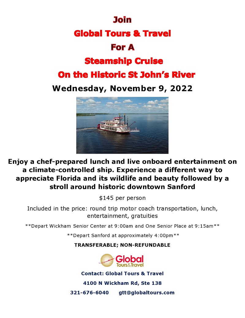 Global Tours & Travel Steamship Cruise on the St. John's River