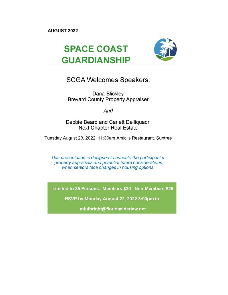 Space Coast Guardianship Association (SCGA) - Luncheon Meeting