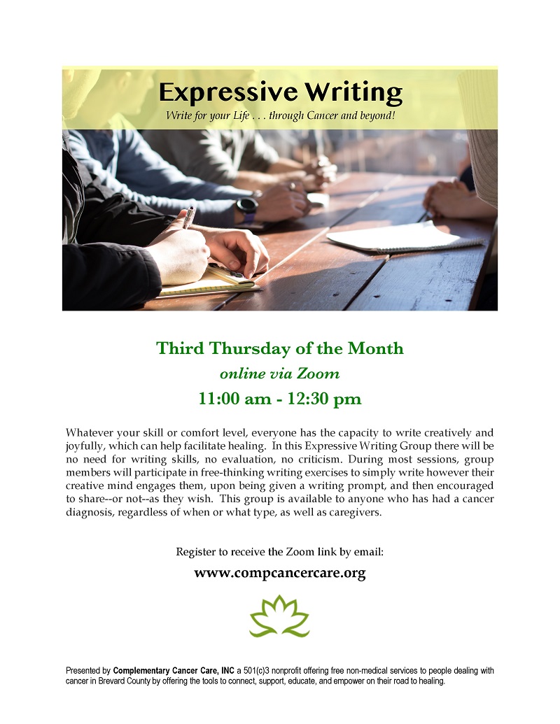 VIRTUAL:  Expressive Writing Workshops offered by Complementary Cancer Care