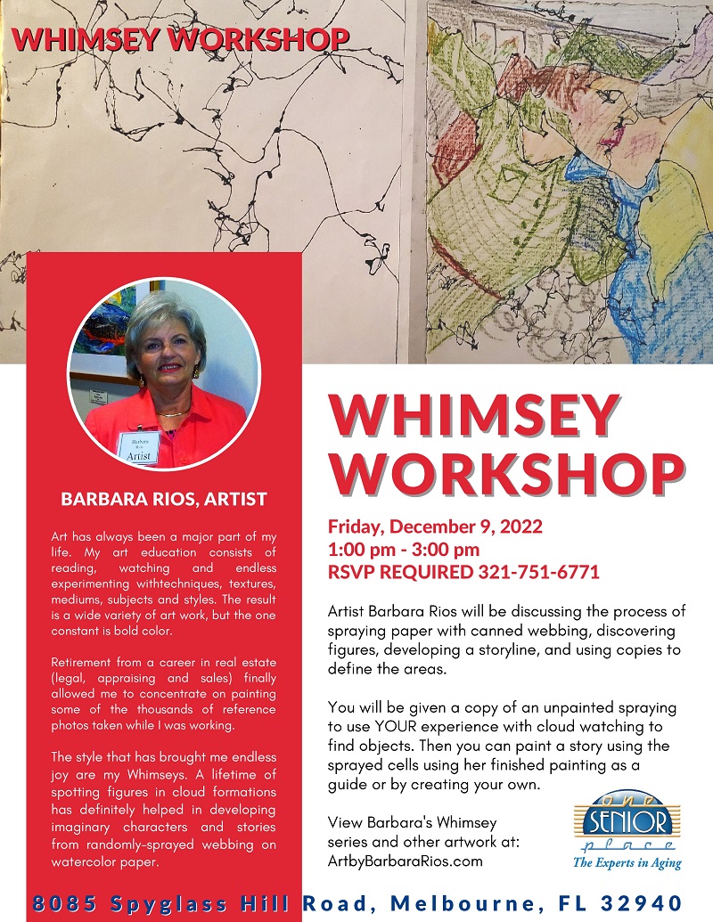 Whimsey Workshop - Art Class, One Senior Place and Cape Canaveral Women Pen Group