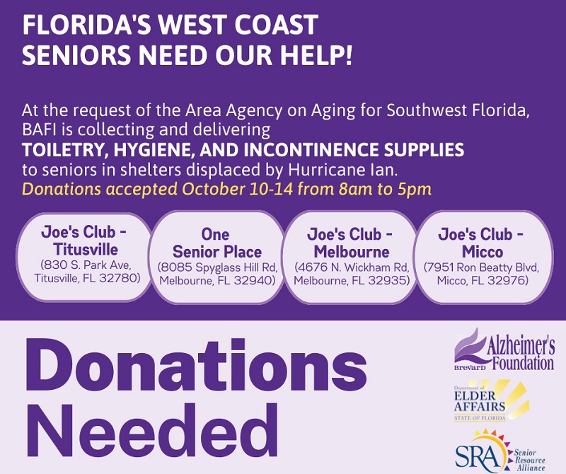 DONATIONS NEEDED Florida's West Coast Seniors Need Our Help! One
