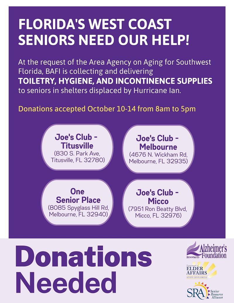 DONATIONS NEEDED: Florida's West Coast Seniors Need Our Help!