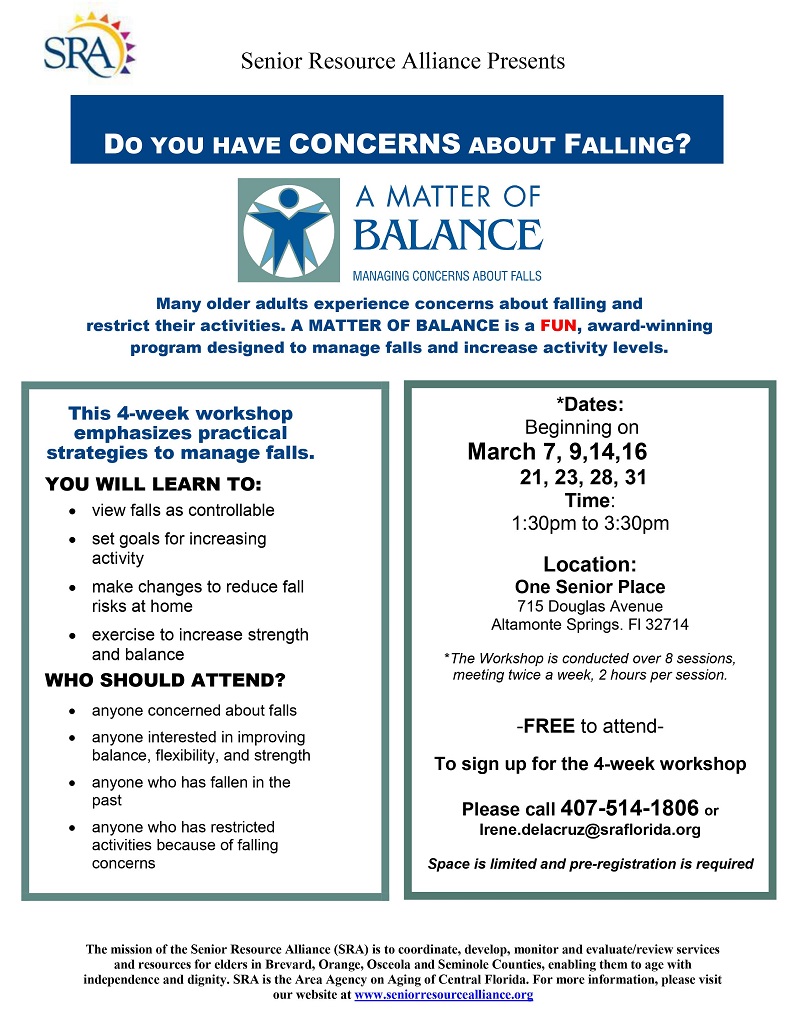 A Matter of Balance Fall Prevention 4-Week Workshop