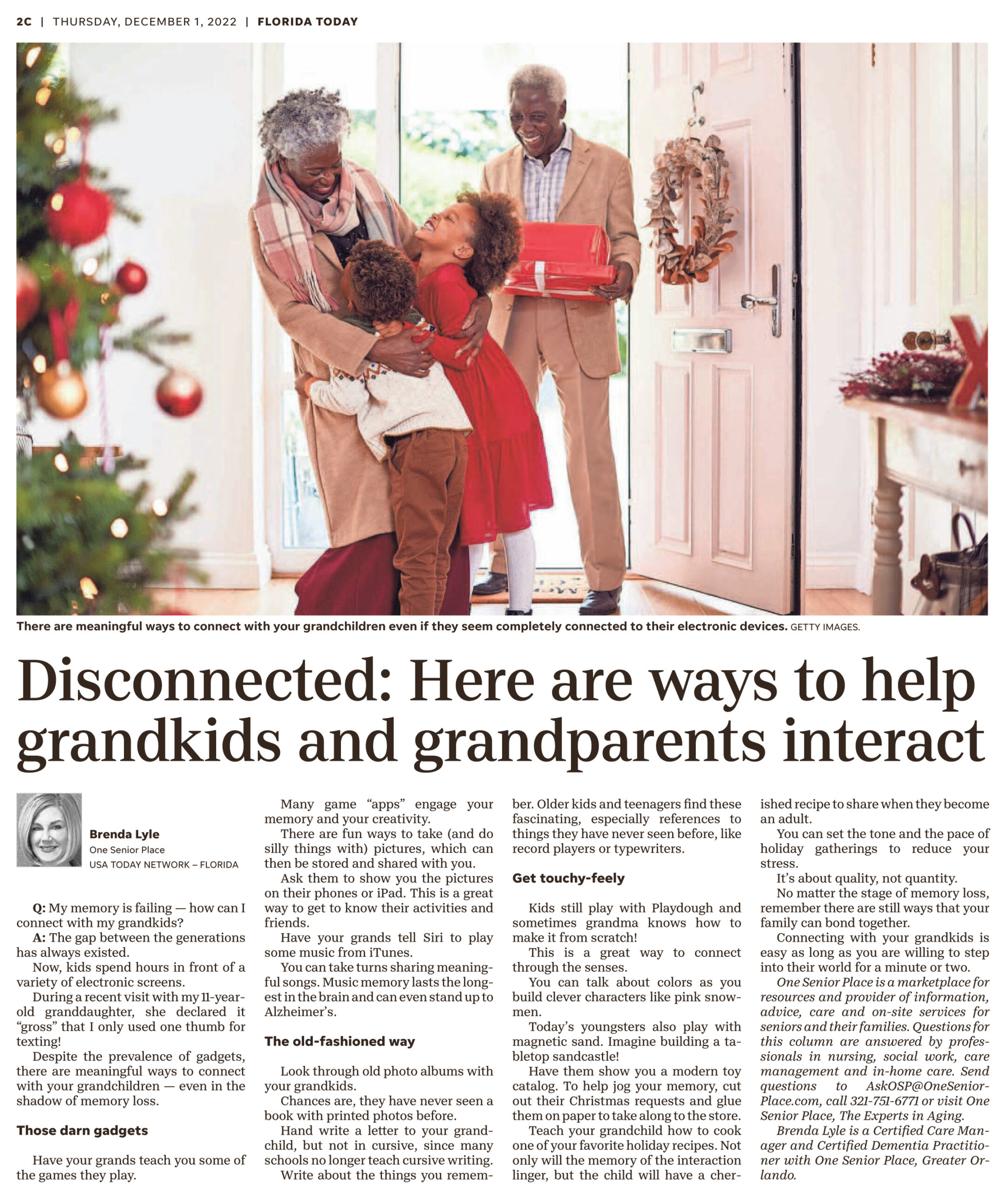 Ask One Senior Place: My memory is failing- how can I connect with my  grandkids? - One Senior Place