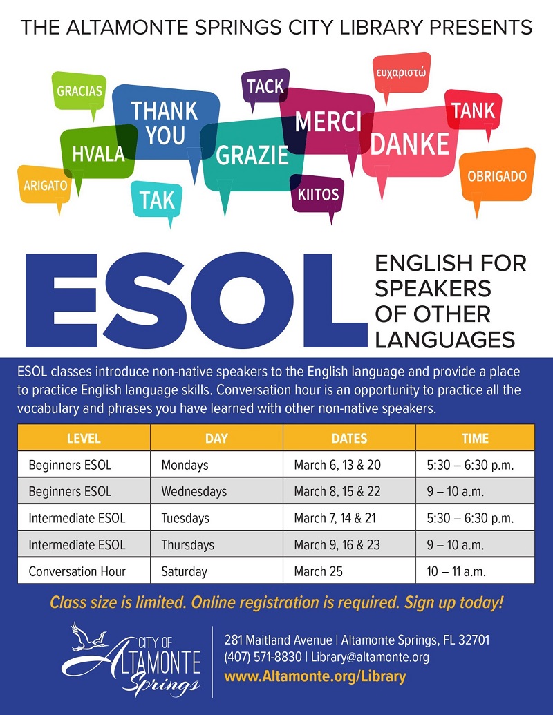 Intermediate ESOL (English For Speakers Of Other Lanquages)