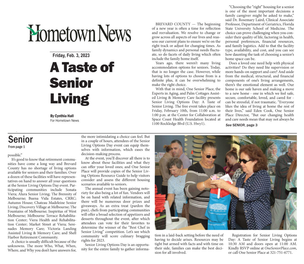 A Taste of Senior Living One Senior Place