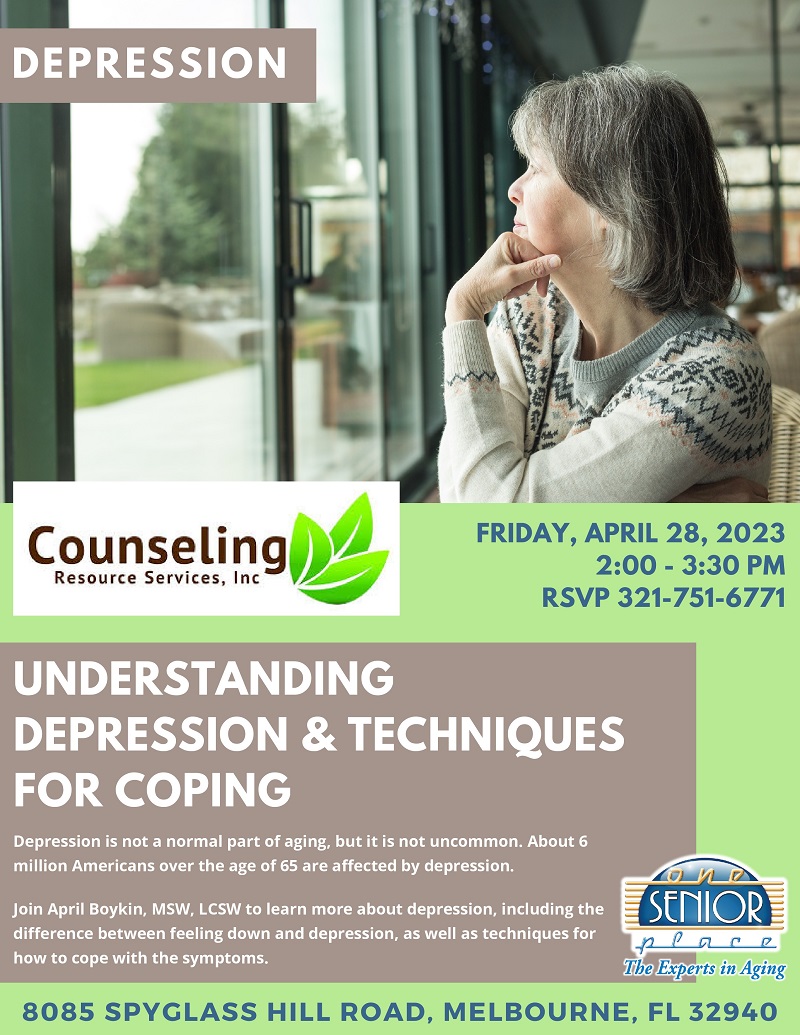 Understanding Depression & Techniques for Coping, presented by April Boykin with Counseling Resource Services, Inc.