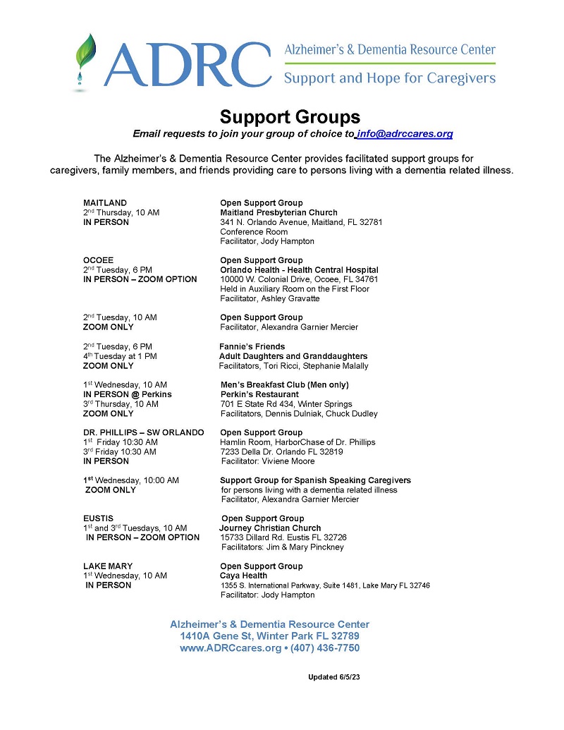 Alzheimer's & Dementia Open Support Group