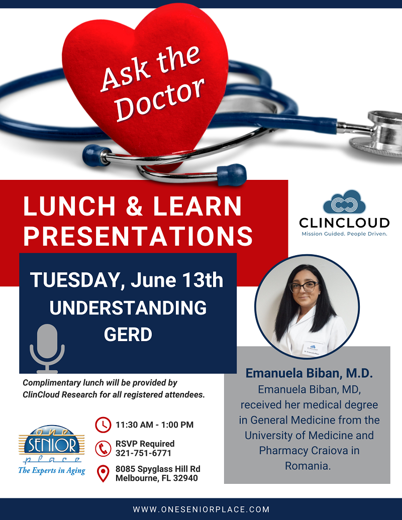 Understanding GERD - Gastroesophageal Reflux Disease, Ask the Doctor Lunch & Learn Series presented by Dr. Emanuela Biban